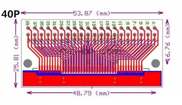 OD-TFT40-0.5mm PCB diagram