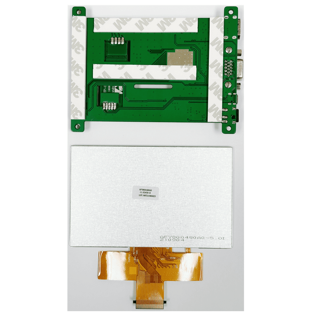 5.0" Raspberry Pi TFT with RTP, 800×480, 800 Nits, VGA/HDMI/USB Interface