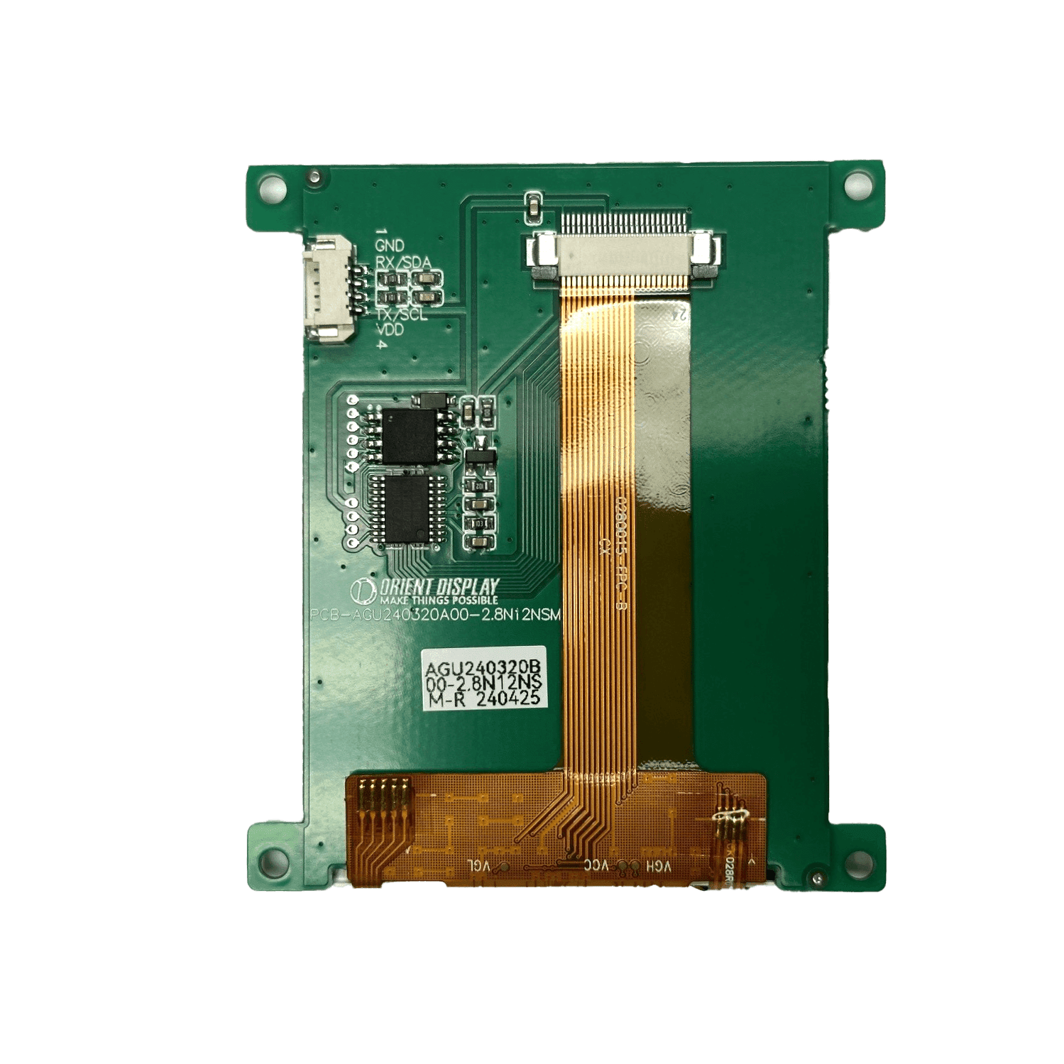 2.8" TN TFT display with UART interface, 240x320, 300nits with Resistive Touch Panel