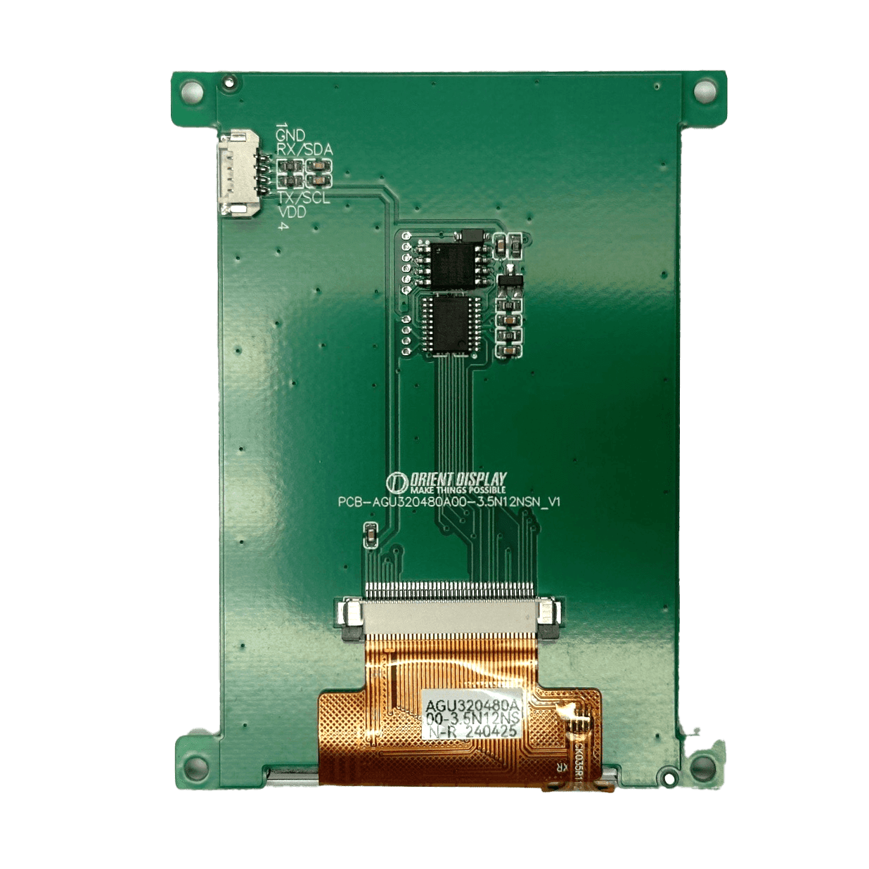 3.5" TN TFT display with UART interface, 320x480, 250nits with Resistive Touch Panel