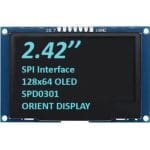 2.42" Arduino OLED, 128x64, Monochrome Blue, 110 Nits, 4-wire SPI Interface
