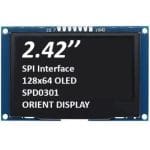 2.42" Arduino OLED, 128x64, Monochrome White, 110 Nits, 4-wire SPI Interface