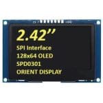2.42" Arduino OLED, 128x64, Monochrome Yellow, 110 Nits, 4-wire SPI Interface