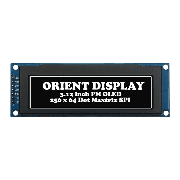 3.12" Arduino OLED, 256x64, Monochrome White, 140 Nits, 4-wire SPI Interface