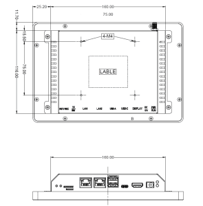 7.0" Sunlight Readable IPS Industrial Computer, 1024x600, 1000 Nits with Capacitive Touch Panel - Image 2
