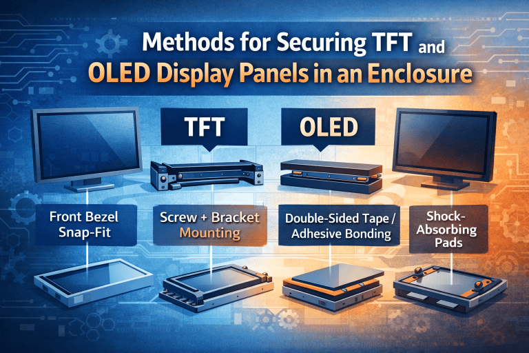 Methods for Securing TFT and OLED Display Panels in an Enclosure
