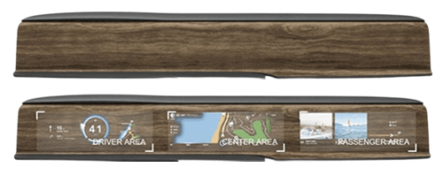 Wood-texture dead-front display shown off and on