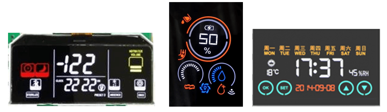 Examples of limited-color, fixed-position dead-front displays